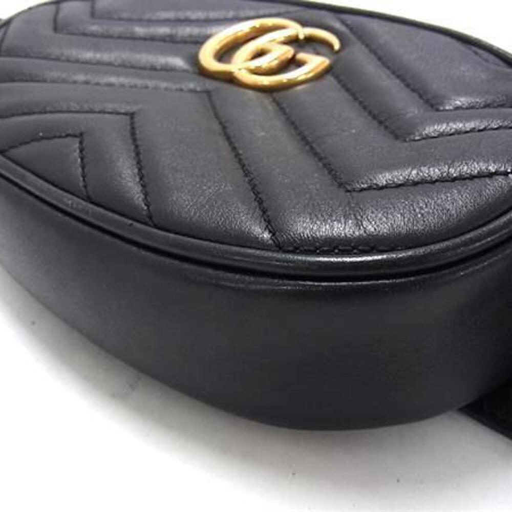 GUCCI Authentic Black Leather GG Marmont Shoulder Bag - Picture 7 of 9